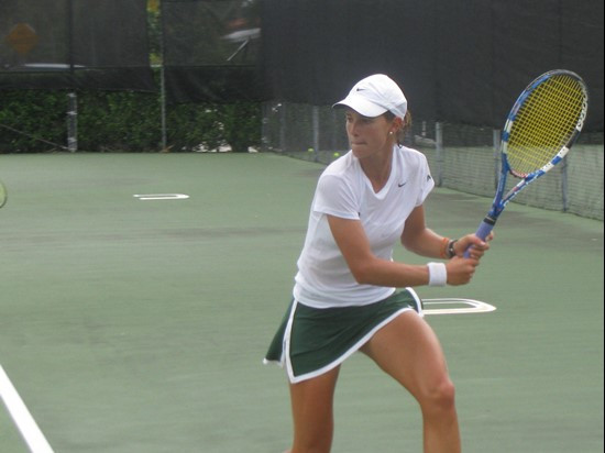 Gabriela Mejia won her singles match Saturday at the Neil Schiff Tennis Center.