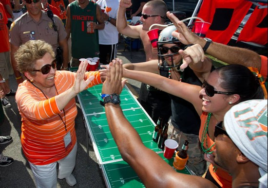 Donna Shalala at UM tailgate.