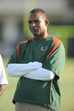 University of Miami Hurricanes Coach Randy Shannon at Greentree practice fields training for the upcoming 2010 season. The practice was open for...