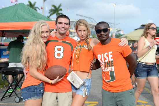 University of Miami Hurricane Fans tailgate at SunLife Stadium before a game against the Florida A&M Rattlers at Sun Life Stadium on September 6,...