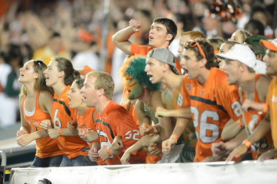 The University of Miami plays against their ACC rival Florida State Seminoles in a game at Sun Life Stadium on October 20, 2012. Photo by Steven...
