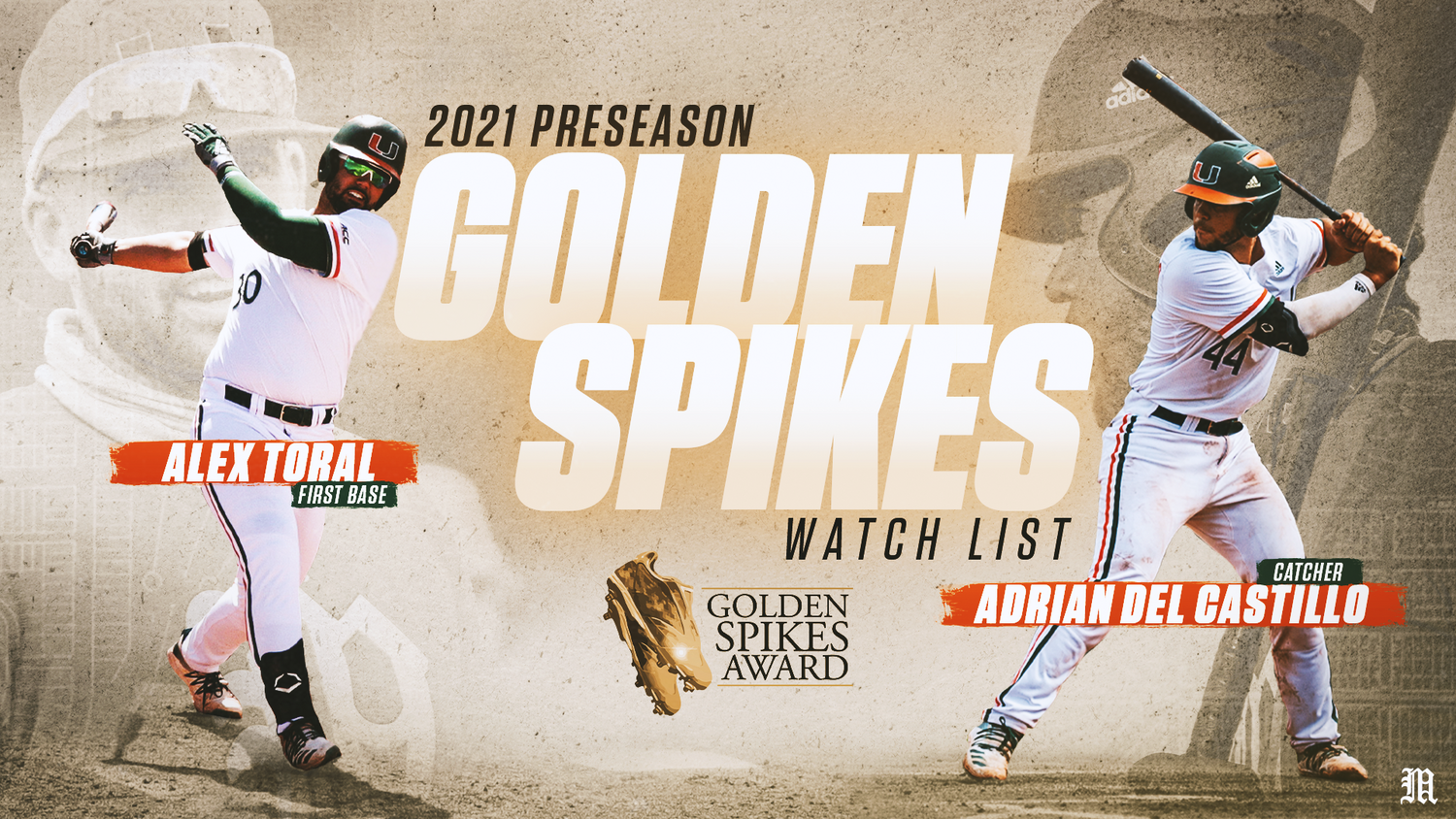Two Canes Named to Golden Spikes Award Preseason Watch List picture picture