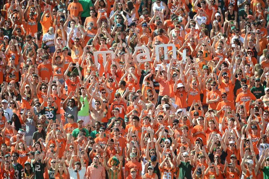 The University of Miami plays against their ACC rival Florida State Seminoles in a game at Sun Life Stadium on October 20, 2012. Photo by Steven...