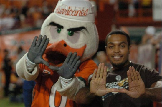 Sebastian alongside a University of Miami show their support for 