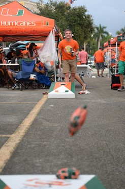 University of Miami Hurricane Fans tailgate at SunLife Stadium before a game against the Virginia Tech Hokies at Sun Life Stadium on November 9, 2013....
