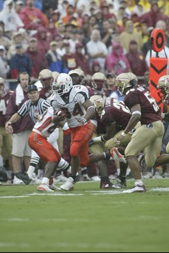 Jarrett Payton carried 26 times for 131 yards on Jan. 1, 2004 when UM beat FSU, 16-14, in an Orange Bowl match-up.