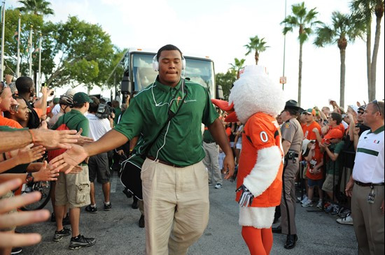 OSU@UMHurricane fans were invited to take part in the inaugural Hurricane Walk by forming a "human tunnel" from Gate H to Gate A. The Band of the...