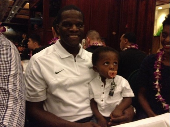 Coach Michael Huger and son, Michael