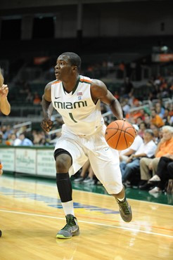 University of Miami Hurricanes guard, Durand Scott, #1 and the Canes play host to the Virginia Cavaliers at the BankUnited Center on February 5, 2011....