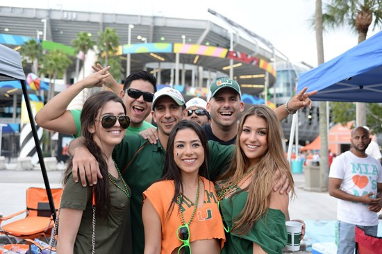 University of Miami Hurricane Fans tailgate at SunLife Stadium before a game against the Virginia Cavaliers at Sun Life Stadium on November 23, 2013. ...