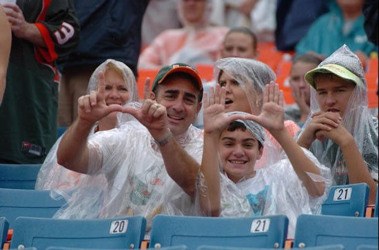 A University of Miami Hurricanes fan shows his team spirit in a game against The Florida State Seminoles at Dolphin Stadium on October 4, 2008.   ...