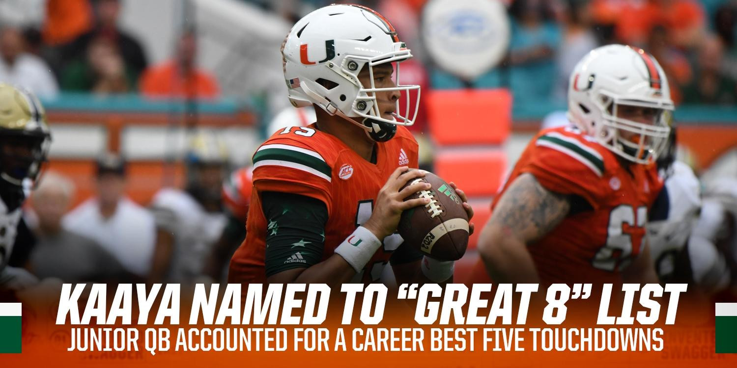 Kaaya Selected to the Davey O'Brien 'Great 8' List for Week 10