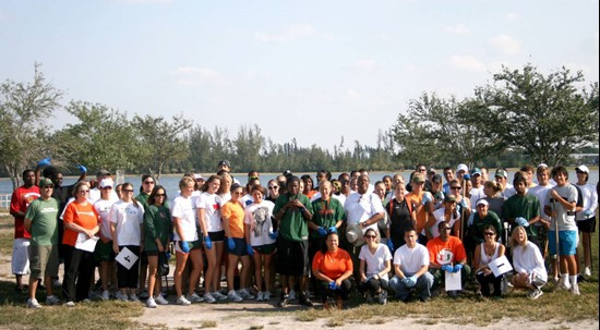 UM Staff, Coaches & Student Athletes volunteer at Amelia Earhart Park Community Service Project.