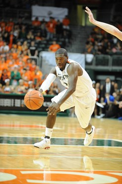 University of Miami Hurricanes guard, Malcolm Grant #3, plays host to the Duke Blue Devils at the BankUnited Center on February 13, 2011. Photo by...
