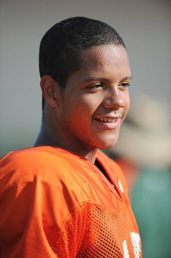 University of Miami Hurricanes Stephen Morris #17 at Greentree practice fields training for the upcoming 2010 season. The practice was open for Season...