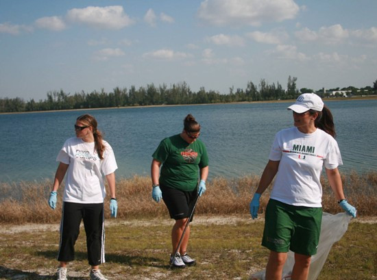 UM Staff, Coaches & Student Athletes volunteer at Amelia Earhart Park Community Service Project.