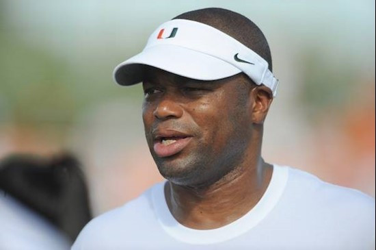 University of Miami Hurricanes Coach Micheal Barrow at Greentree practice fields training for the upcoming 2010 season. The practice was open for...