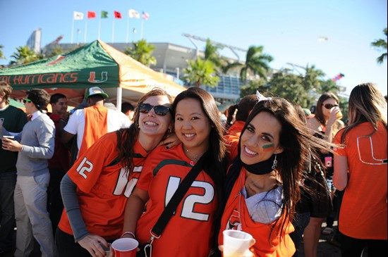 University of Miami Hurricane Fans tailgate at Sun Life Stadium before a game against the Maryland Terrapins at Sun Life Stadium on November 6, 2010. ...